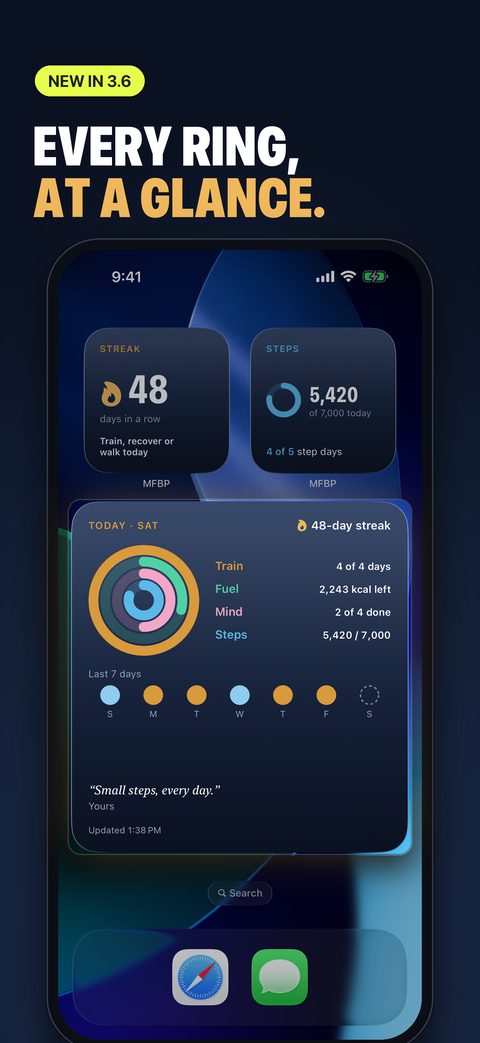 Home Screen with the Today, Steps and Streak widgets
